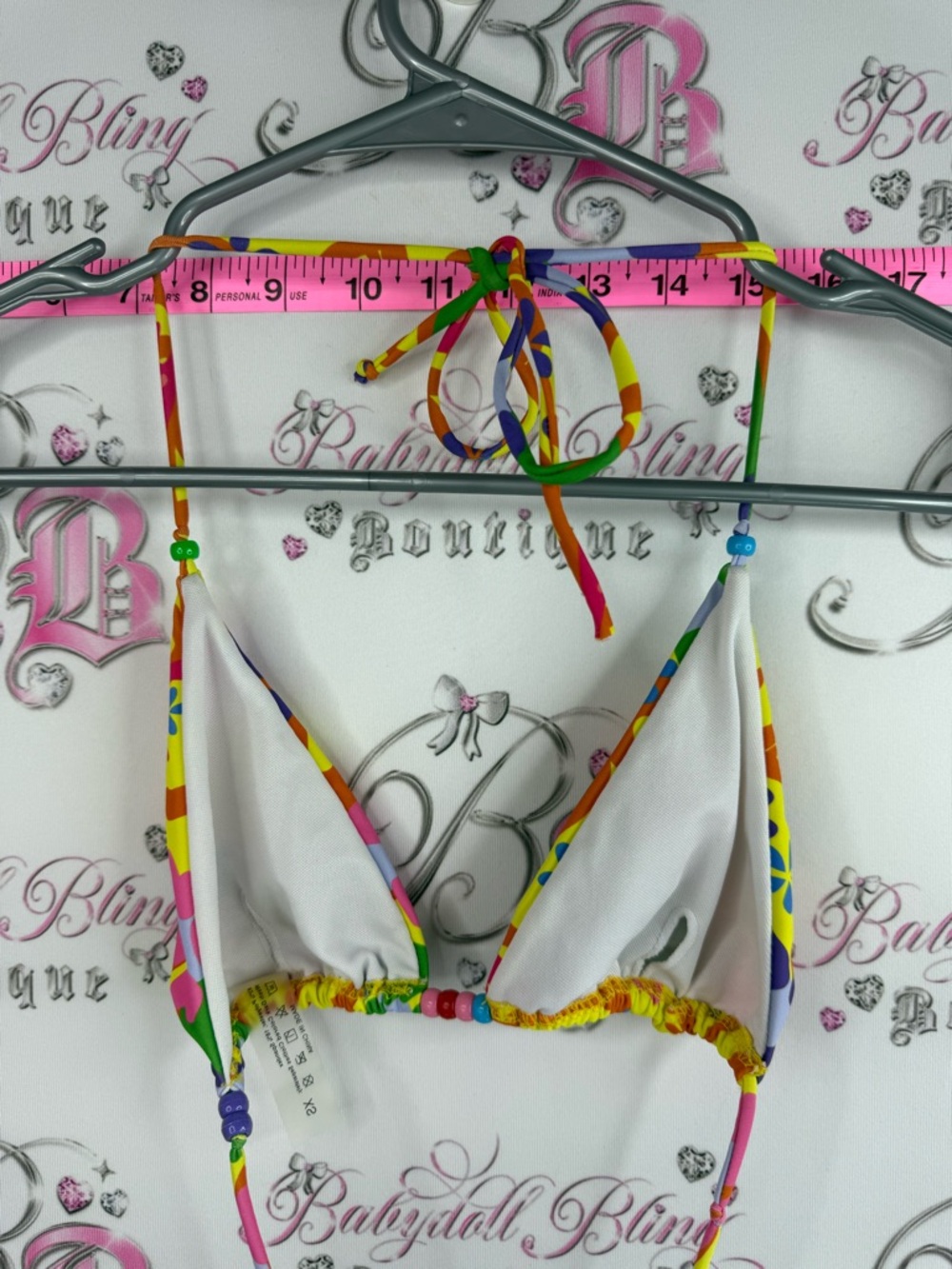 Bikini top beaded beads rainbow flowers y2k Floral Triangle Bikini Top - Picture 6 of 9
